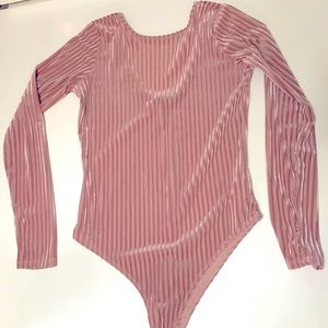 4/$20 F21 Velvet Ribbed Light Pink Bodysuit
